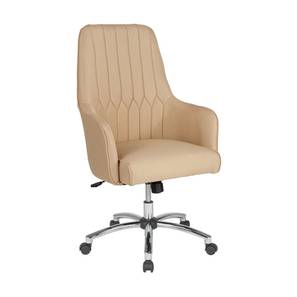 Furniturstation Design Gans Leatherette Study Chair in Beige Colour