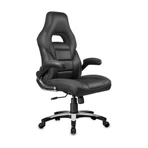 Furniturstation Design Niagara Swivel Study Chair With Headrest in Black & Grey Colour