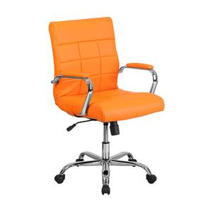 Furniturstation Design Santiago Leatherette Study Chair in Orange Colour