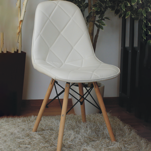 White Chair Design Eames Leatherette Dining Chair set of 1 in Finish