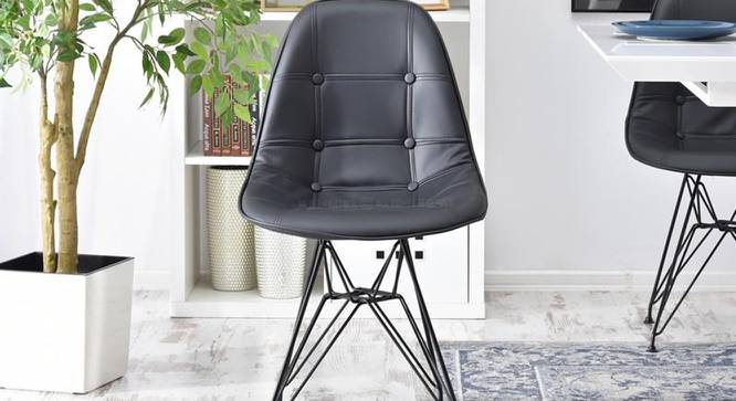 Loic Dining Chair (Dark Grey) by Urban Ladder - Front View Design 1 - 468488