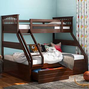 Bunk Beds In New Delhi Design Barnley Single Over Queen Storage Bunk Bed (Queen Bed Size, Dark Walnut Finish)