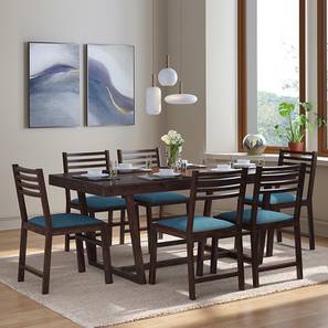 Rectangle All 6 Seater Dining Table Sets Design Caprica 6 Seater Dining Set (Colonial Blue, Mango Walnut Finish)