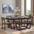 Caprica 6 seater dining setwith bench finish mango walnut color sandshell beige lp
