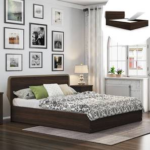 Beds With Storage Design Cavinti Engineered Wood Queen Box Storage Bed in Dark Walnut