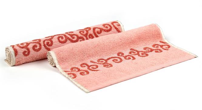 Amy Hand Towels Set of 2 (Peach) by Urban Ladder - Front View Design 1 - 469479
