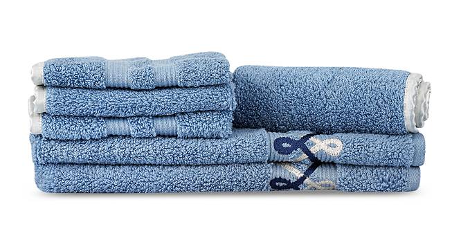 Enrique Towels Set of 6 (Blue) by Urban Ladder - Front View Design 1 - 469802