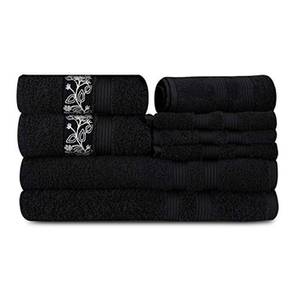 Home Decor In Hosur Design Black GSM Fabric Inches Towel - Set of