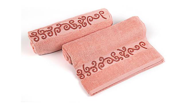 Jodie Bath Towels Set of 2 (Peach) by Urban Ladder - Front View Design 1 - 469929