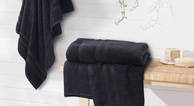 Lupita Bath Towels Set of 2 (Black) by Urban Ladder - Front View Design 1 - 469952
