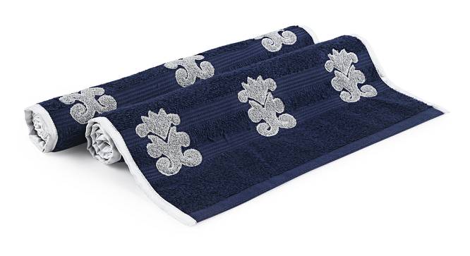 Silas Hand Towels Set of 2 (Navy Blue) by Urban Ladder - Front View Design 1 - 469958