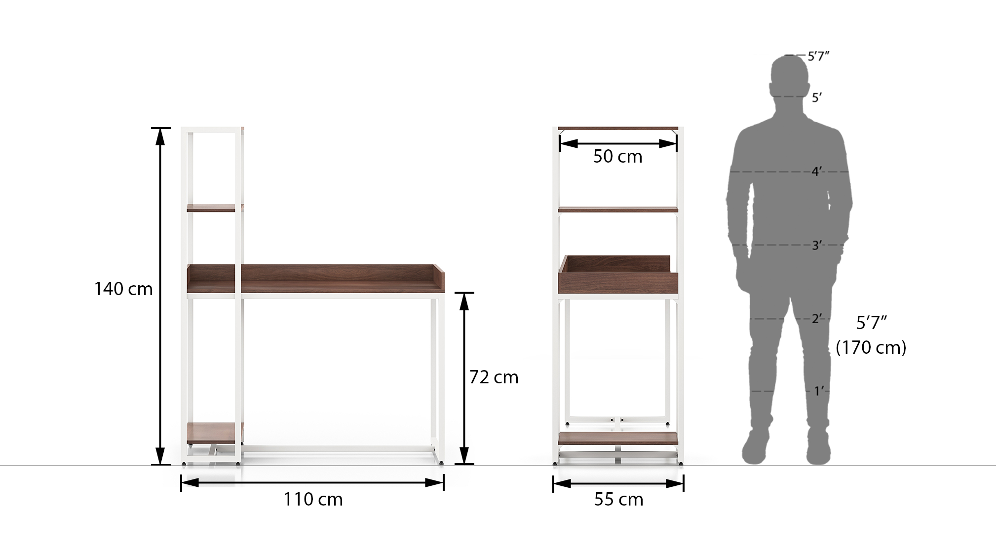 Allan Metal Study Table in Spiced Acacia Finish Urban Ladder