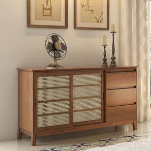 Crockery Unit Design Fujiwara Solid Wood Sideboard in Amber Walnut Finish