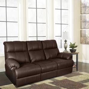 Recliners Design Casa Leatherette Three Seater Manual Recliner in Brown Colour