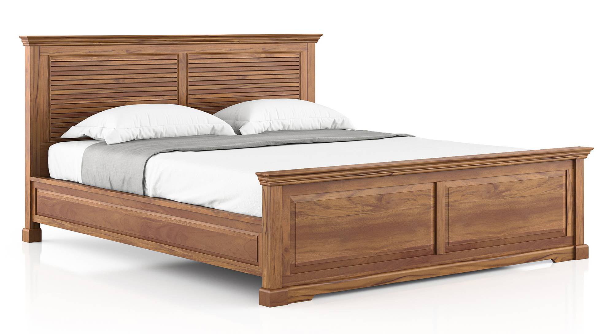 Tuscany Solid Wood King Size Bed in Natural Teak Finish Urban Ladder