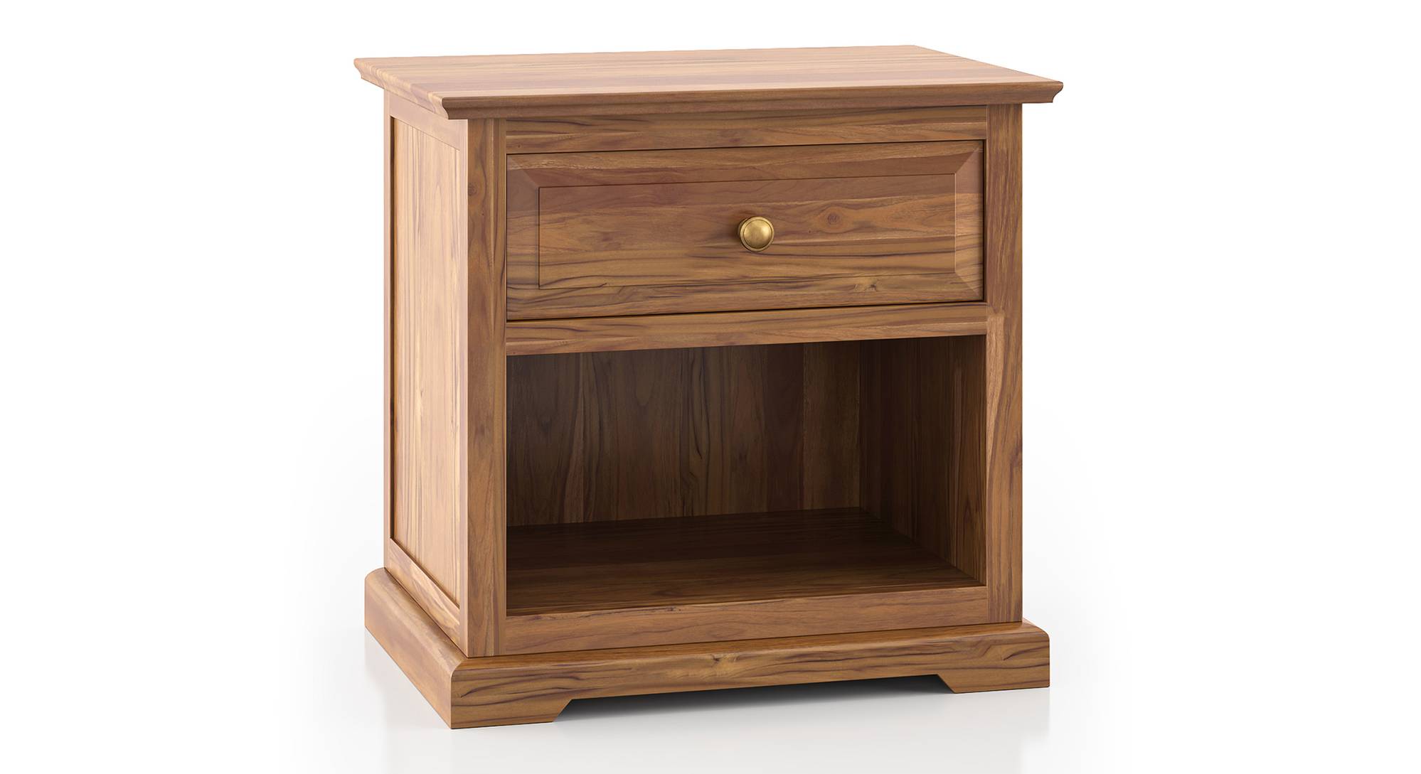 Tuscany Solid Wood Bedside Table in Natural Teak Finish Urban Ladder