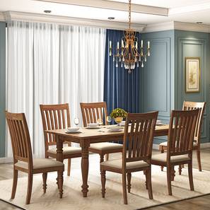 Solid Wood Dining Table 6 Seater With Chair Design Tuscany Solid Wood 6 Seater Dining Table in Latin American Teak Finish