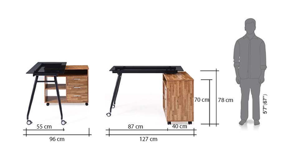 Niccol adjustable study table golden oak 16