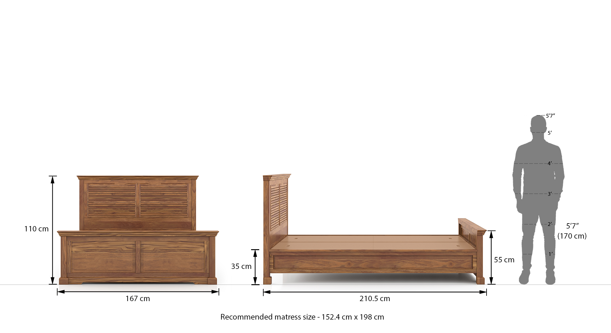 Tuscany teak bed queen dim