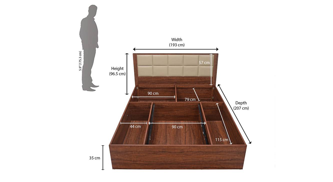 Jubilee Engineered Wood King Size Hydraulic Storage Upholstered Bed in