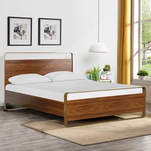 Teak Wood Bed Design Emerald Engineered Wood King Size Bed in Teak Finish