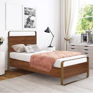 Teak Wood Bed Design Emerald Engineered Wood Single Size Bed in Teak Finish