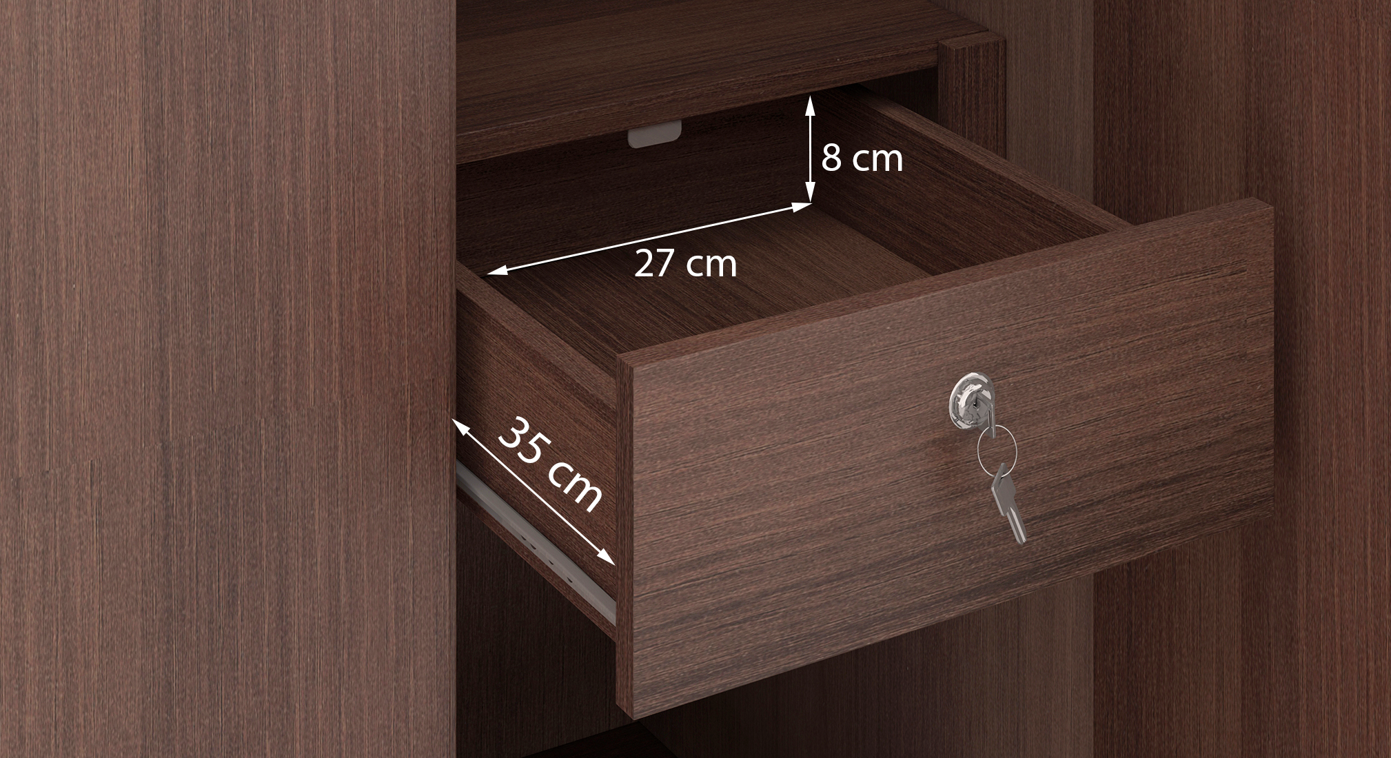 Hilton 3 door 1 drawer wardrobe finish spiced acacia dim3
