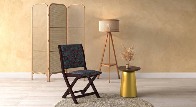 Bellucci Folding Chair (Mahogany Finish, Blue Floral) by Urban Ladder - Full View Design 1 - 471000