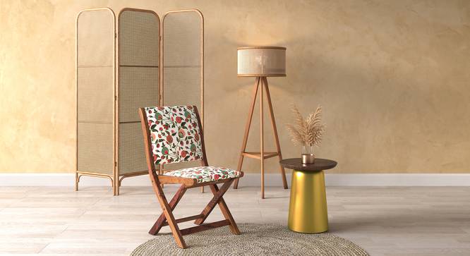 Bellucci Folding Chair (Teak Finish, Beige Floral) by Urban Ladder - Full View Design 1 - 471006