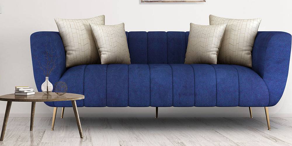 Darwin Rendered Fabric Sofa (Blue) by Urban Ladder - - 