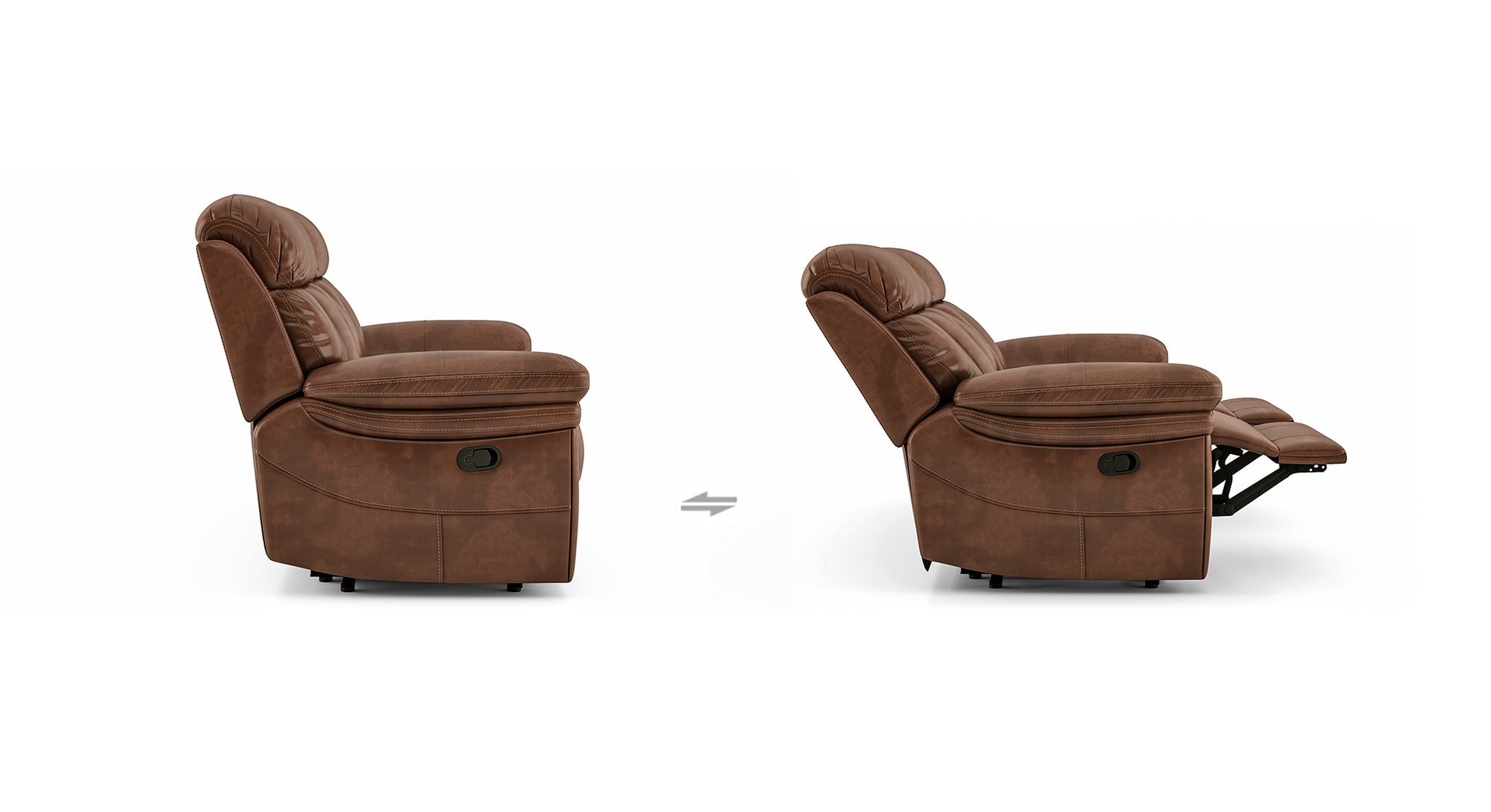 Coleman Leatherette Two Seater Manual Recliner in Toasted Pecan Brown