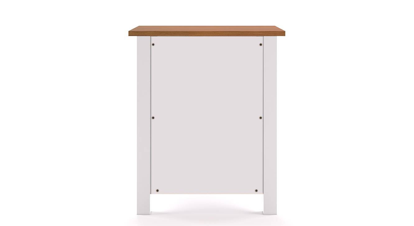 Evelyn Rubber Wood Bedside Table in White Finish Urban Ladder