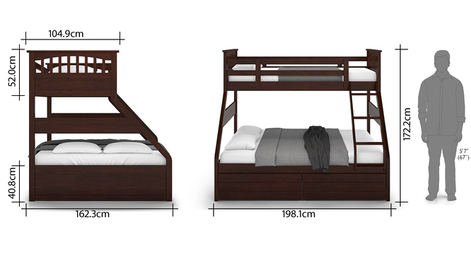 Barnley Single Over Queen Storage Bunk, Queen Over Bunk Beds With Stairs