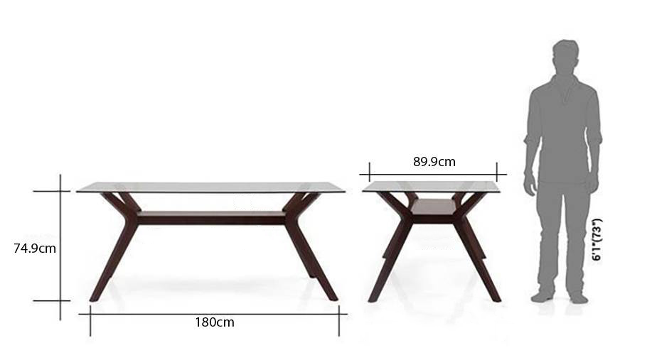 Wesley glass top dining table dim