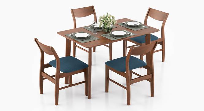 Augusta 4 Seater Dining Set (Blue, Dark Walnut Finish) by Urban Ladder - Cross View Design 1 - 473917