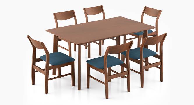 Augusta 6 Seater Dining Set (Blue, Dark Walnut Finish) by Urban Ladder - Cross View Design 1 - 473918