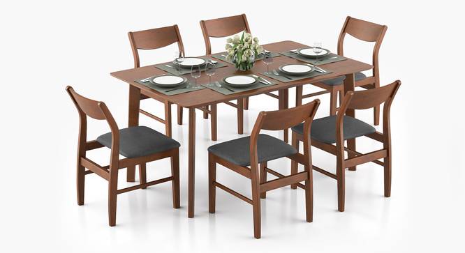 Augusta 6 Seater Dining Set (Grey, Dark Walnut Finish) by Urban Ladder - Cross View Design 1 - 473957