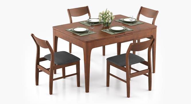 Ramanda 4 to 6 Extendable - Augusta 4 Seater Dining Set (Grey, Dark Walnut Finish) by Urban Ladder - Cross View Design 1 - 473989