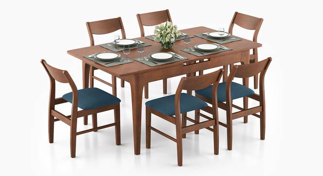 Ramanda 4 to 6 Extendable - Augusta 6 Seater Dining Set (Blue, Dark Walnut Finish) by Urban Ladder - Cross View Design 1 - 474010