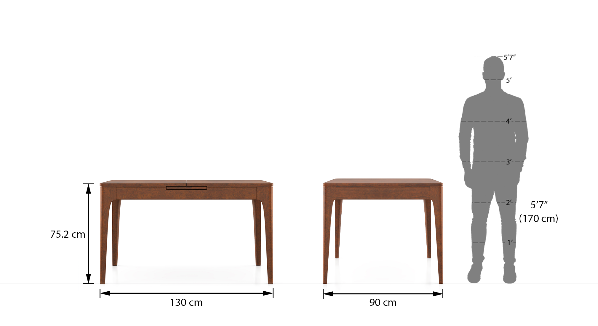 Ramanda 4 to 6 extendable dining table finish dark walnut 7