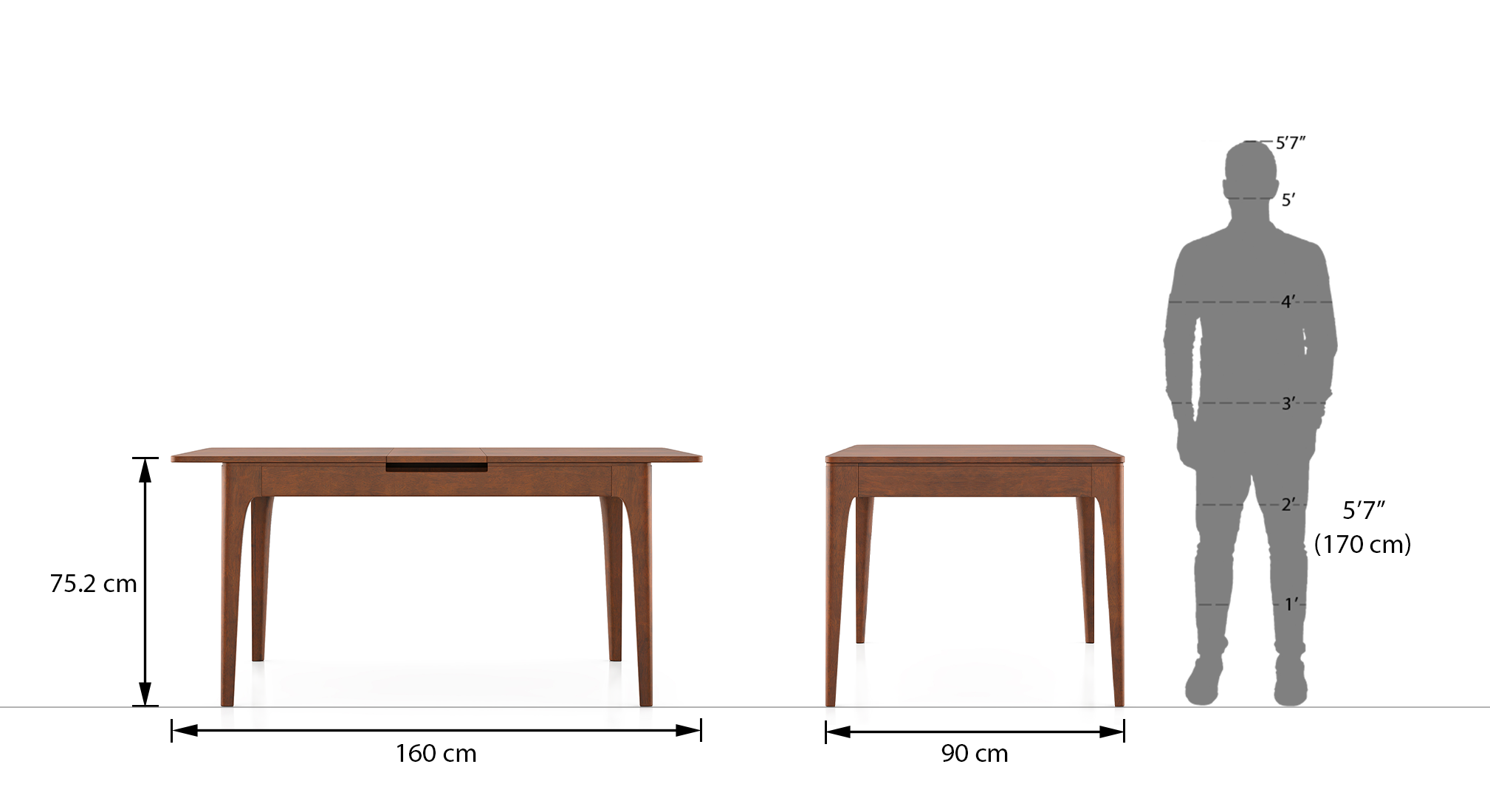 Ramanda 4 to 6 extendable dining table finish dark walnut 8