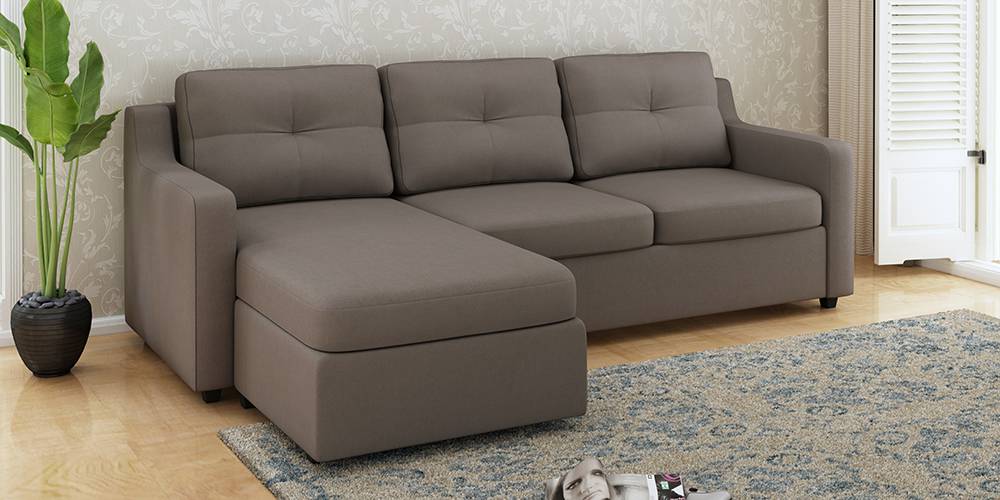 Islay Sectional Sofa - Grey (Grey, None Standard Set - Sofas, Fabric Sofa Material, Regular Sofa Size, Regular Sofa Type, Left Sectional Sofa Custom Set - Sofas, Regular Cushion Type) by Urban Ladder - - 