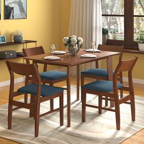All 4 Seater Dining Table Sets Design Augusta 4 Seater Dining Set (Blue, Dark Walnut Finish)