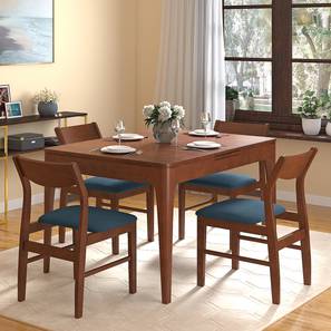 Augusta Dining Table Design Ramanda Solid Wood 4 Seater Dining Table with Set of Chairs in Dark Walnut