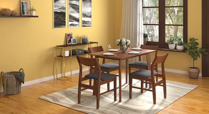 Augusta 4 Seater Dining Set (Grey, Dark Walnut Finish) by Urban Ladder - Full View Design 1 - 474233