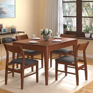 Dining Table Sets Sale Design Ramanda Solid Wood 4 Seater Dining Table with Set of Chairs in Dark Walnut