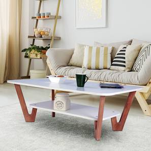 White Chair Design Rectangular Rectangular Engineered Wood Coffee Table in Matte Finish