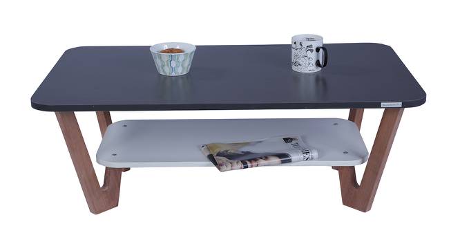 Rectangular Engineered Wood Coffee Table in Frosty White (Matte Finish, Frosty White & Graphite Grey) by Urban Ladder - Cross View Design 1 - 474369