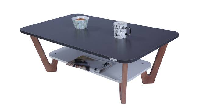 Rectangular Engineered Wood Coffee Table in Frosty White (Matte Finish, Frosty White & Graphite Grey) by Urban Ladder - Front View Design 1 - 474377