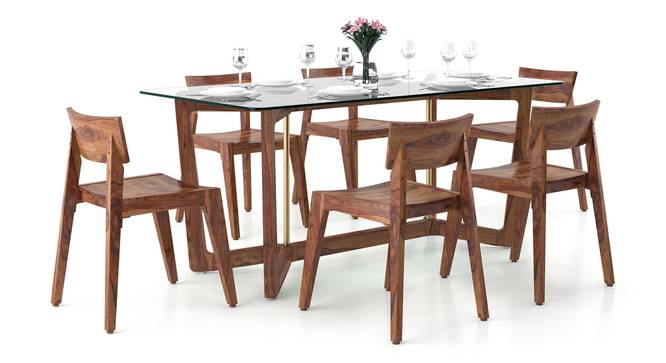 Bourdaine - Gordon 6 Seater Dining Set (Teak Finish) by Urban Ladder - Cross View Design 1 - 474416